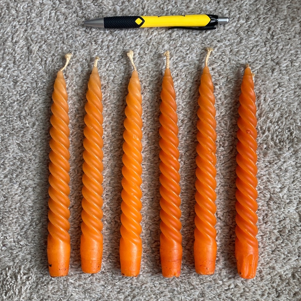 Orange Twisted Taper Candles - Set of 6